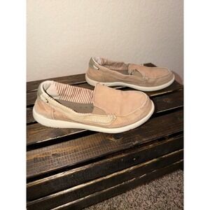 Crocs Walu Canvas Loafers Tan Khaki Slip On Shoes Womens Size 6